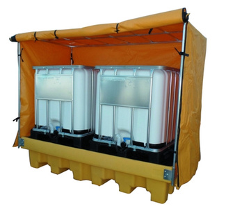 Imagen de Cubeta de Retención con Rejilla y Toldo para 2 Depósitos de 1000 litros 